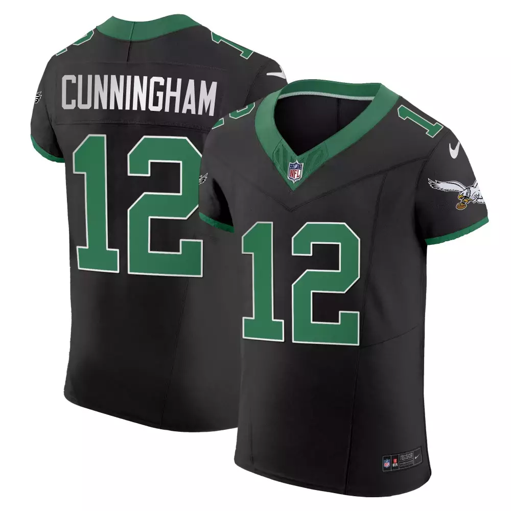 Randall Cunningham Eagles Men's Kelly Black Kelly Green Vapor Elite Jersey | Stitched Style | For Men, Women & Youth