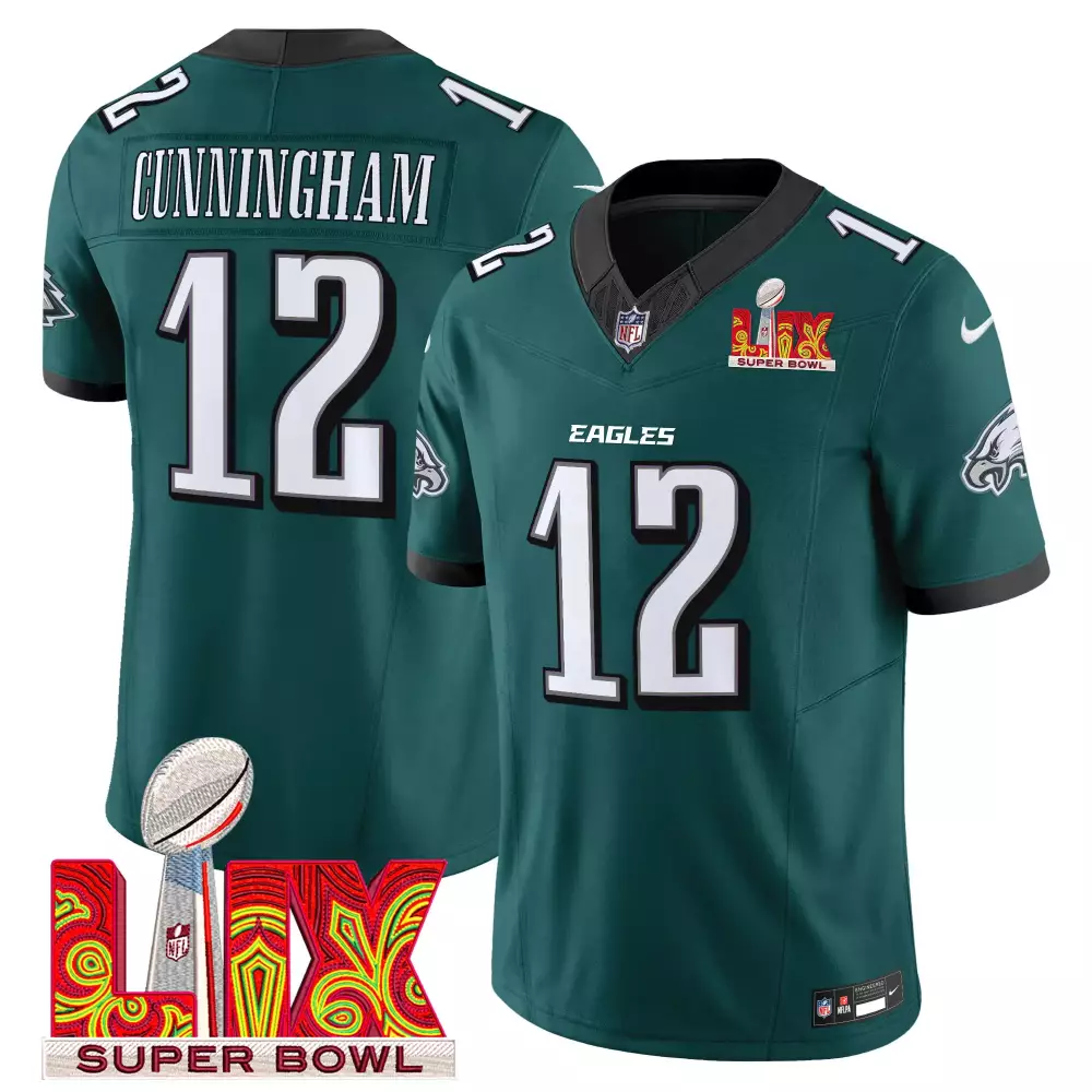 Randall Cunningham Eagles Super Bowl LIX Patch Gold Vapor Limited Jersey | Men's All Stitched Fan Gear | For Men, Women & Youth