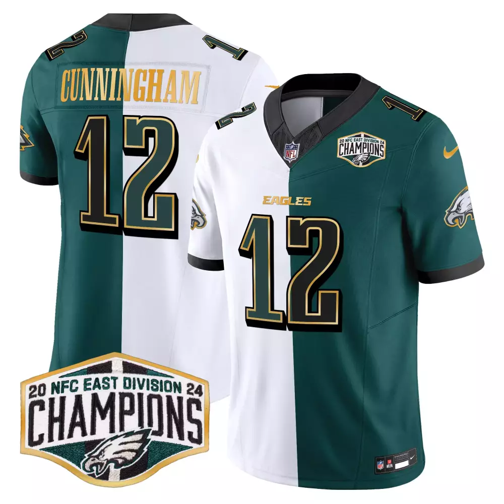 Randall Cunningham Philadelphia Eagles Split Men's Gold Trim Jersey | 2024 NFC East Division Champions | Limited Edition Fan Gear