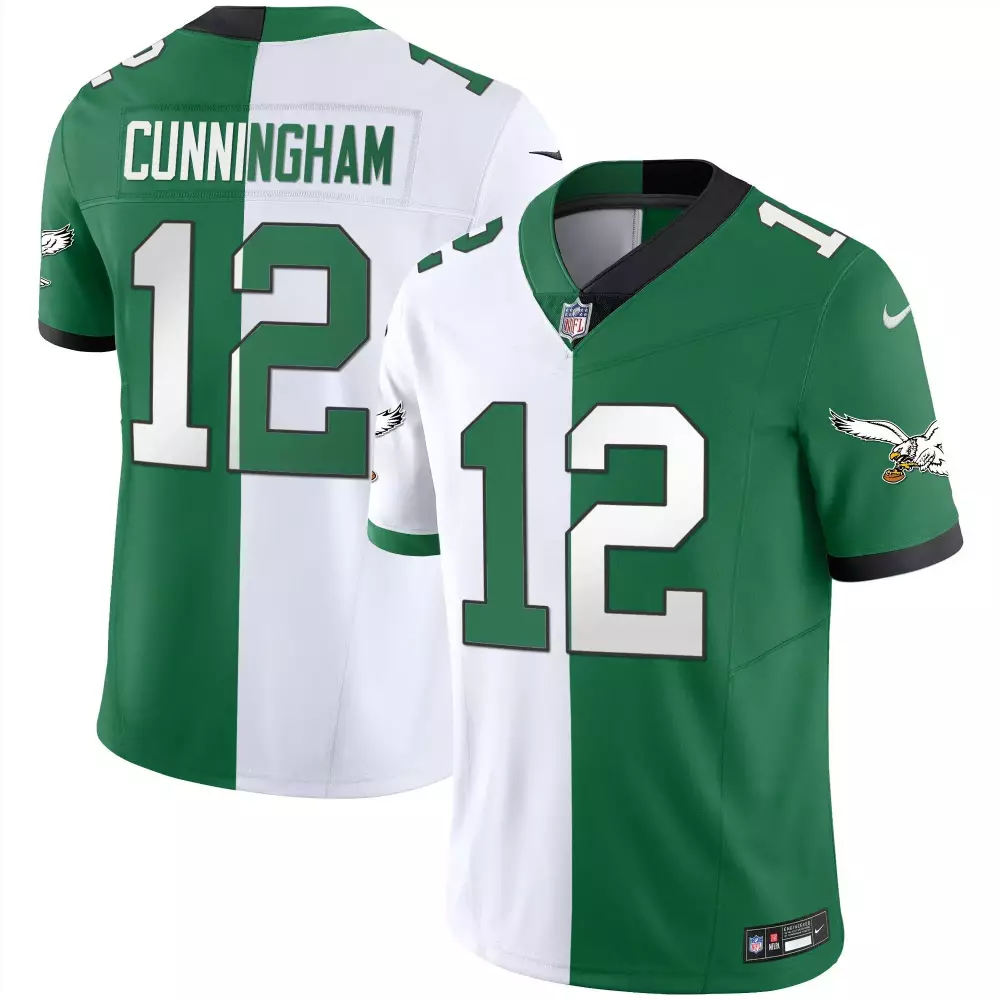 Randall Cunningham Philadelphia Eagles Split Men's Throwback Kelly Jersey | Stitched Vapor Limited Edition | Fan Gear for Men, Women & Youth