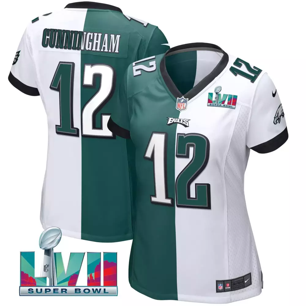 randall cunningham split white green womens philadelphia eagles super bowl lvii split jersey all stitched