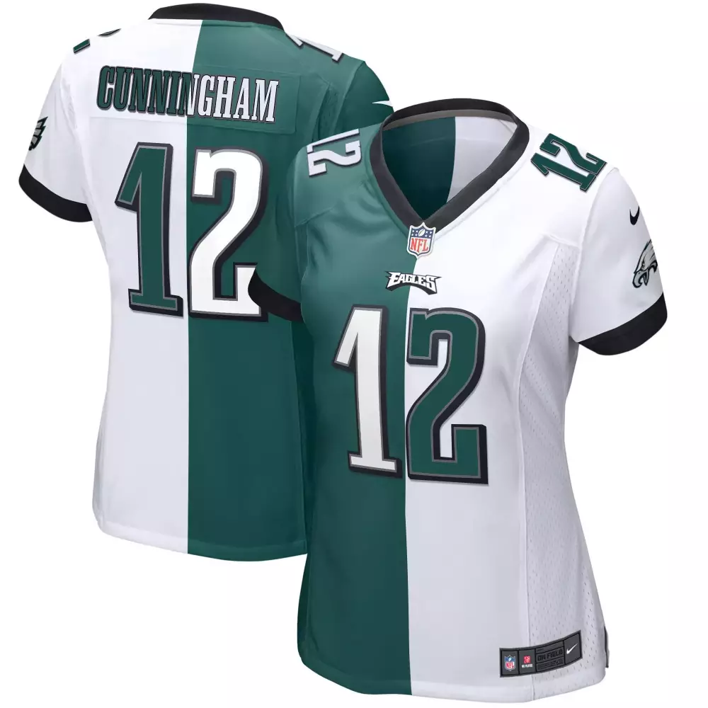 randall cunningham split white green womens philadelphia eagles super bowl lvii split jersey all stitched