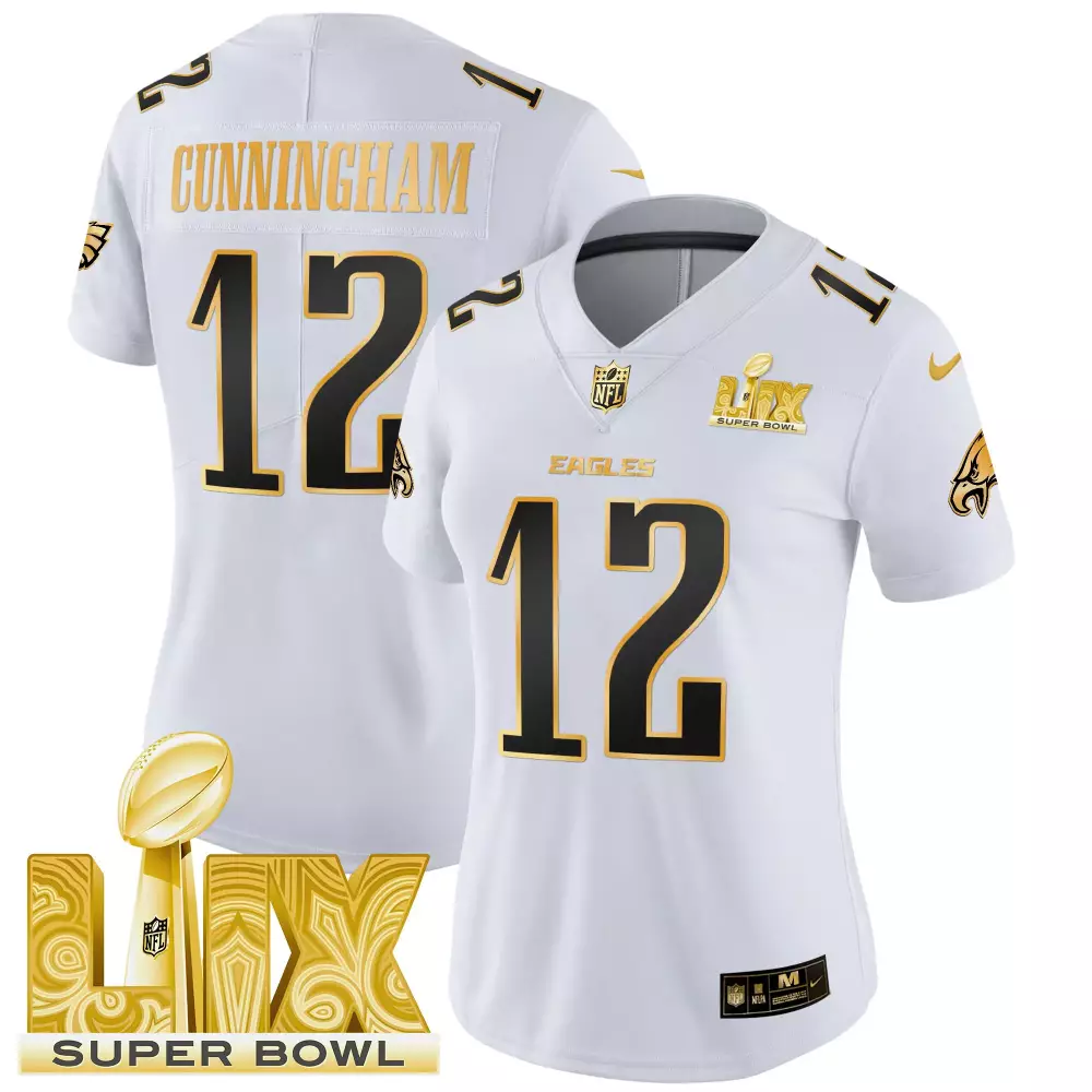 Randall Cunningham Eagles Super Bowl LIX Patch Gold Vapor Limited Jersey | Men's All Stitched Fan Gear | For Men, Women & Youth
