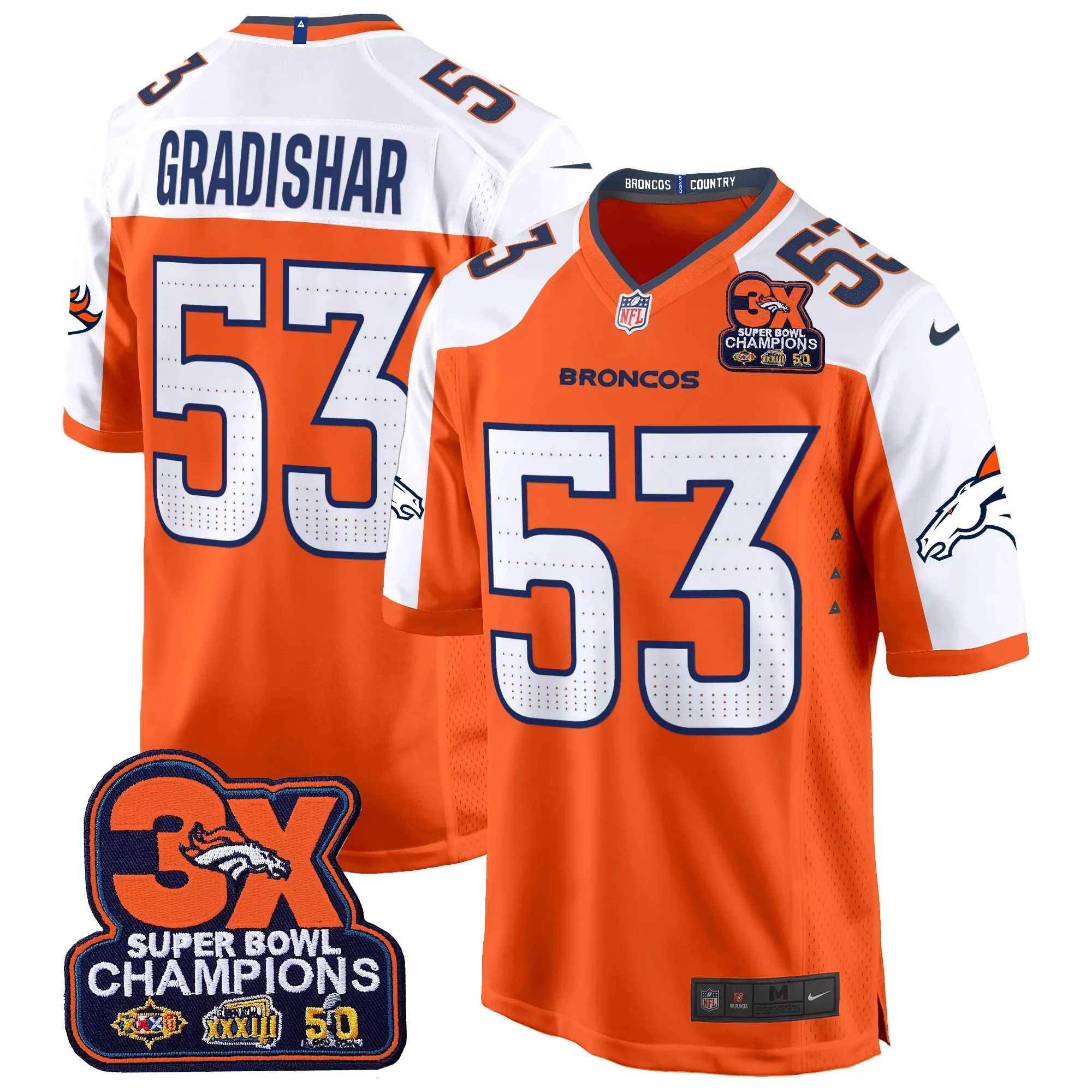 randy gradishar orange alternate mens denver broncos 3time champions patch game jersey al stitched