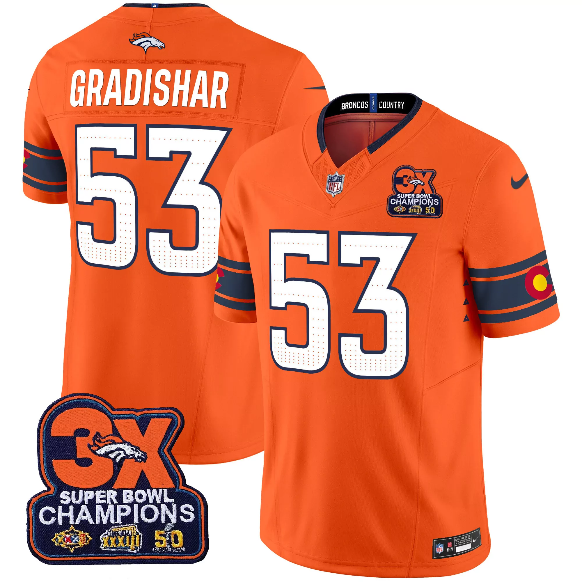 randy gradishar orange mens denver broncos 2024 vapor limited jersey all stitched