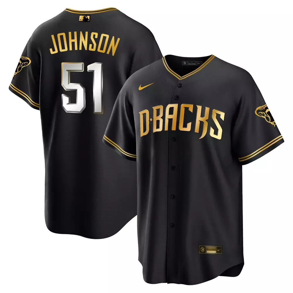 randy johnson black limited mens arizona diamondbacks 2023 world series cool base gold jersey v2 all stitched