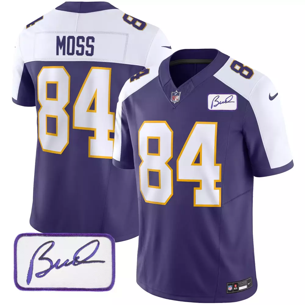Randy Moss Alternate Minnesota Vikings Bud Grant Patch Classic Limited Jersey V2 | All Stitched Style | For Men, Women & Youth