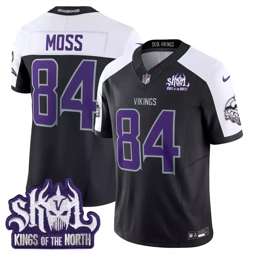 randy moss black alternate mens vikings 2024 prince vapor limited jersey v2 all stitched