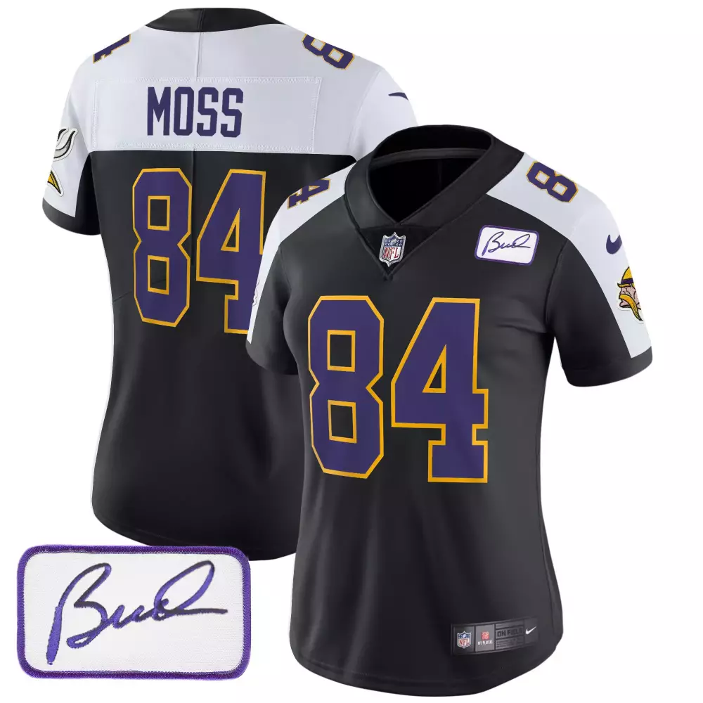 Randy Moss Minnesota Vikings Black Alternate Women's Jersey | Bud Grant Classic Limited Edition V3 | Stitched Fan Gear | For Women