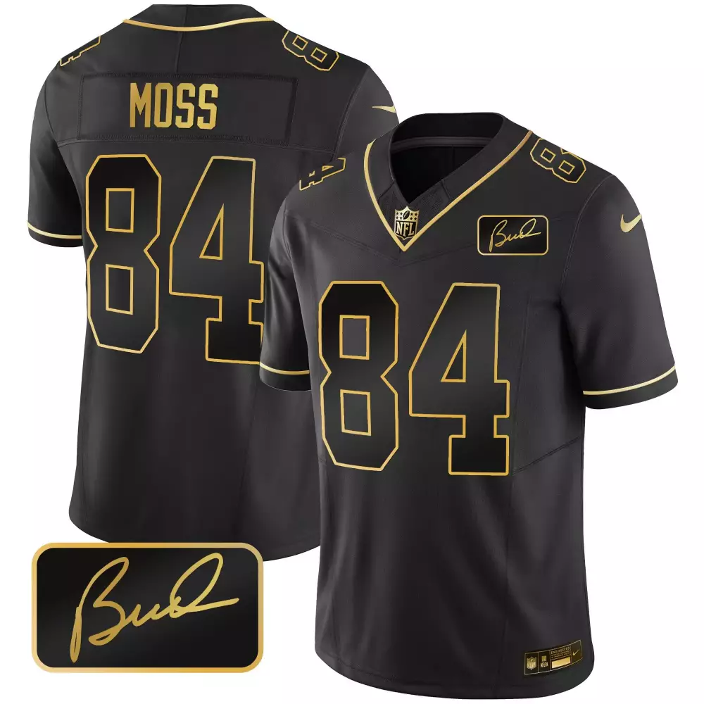Randy Moss Minnesota Vikings Black Gold Men's Jersey | Bud Grant Patch Gold Limited Edition | Stitched Fan Gear | For Men