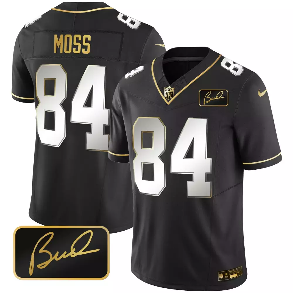 Randy Moss Minnesota Vikings Black Limited Men's Jersey | Bud Grant Patch Gold Limited Edition | Stitched Fan Gear | For Men