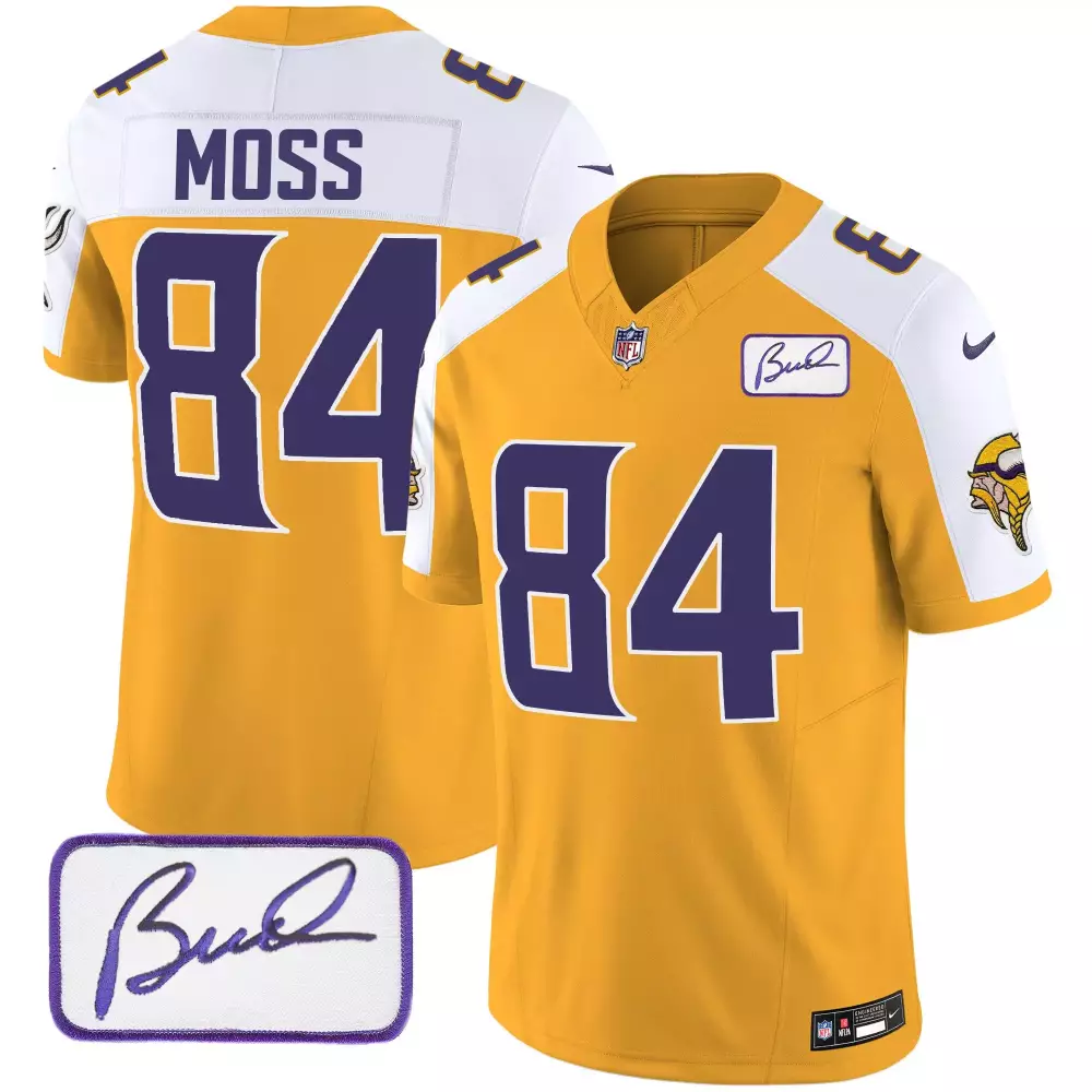 randy moss gold alternate mens minnesota vikings bud grant patch classic limited jersey v4 all stitched