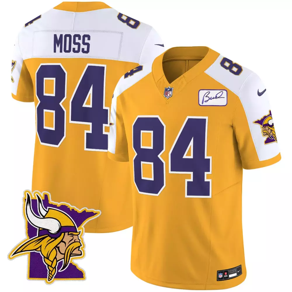 randy moss gold alternate mens minnesota vikings bud grant patch classic limited jersey v4 all stitched