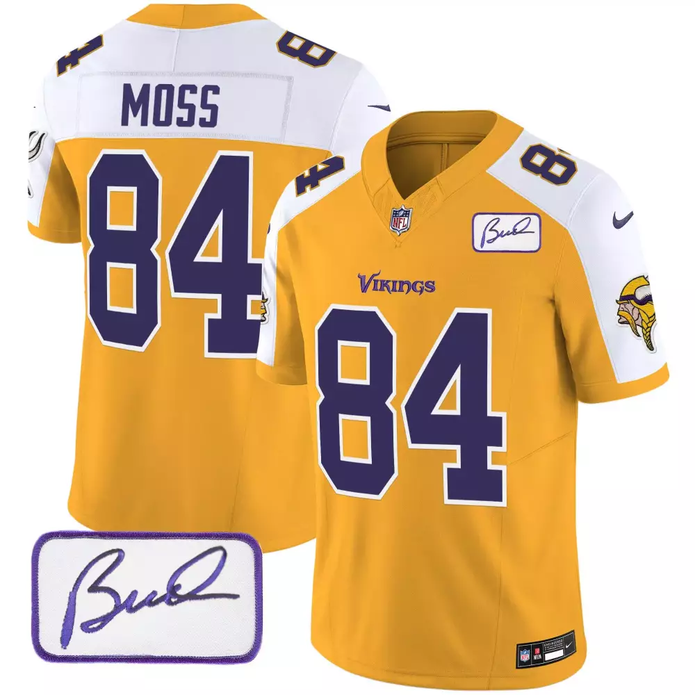 randy moss gold alternate mens minnesota vikings bud grant patch classic limited jersey v4 all stitched