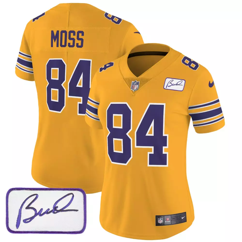 Randy Moss Minnesota Vikings Gold Women's Classic Limited Jersey | Bud Grant Patch | All Stitched | For Women & Youth