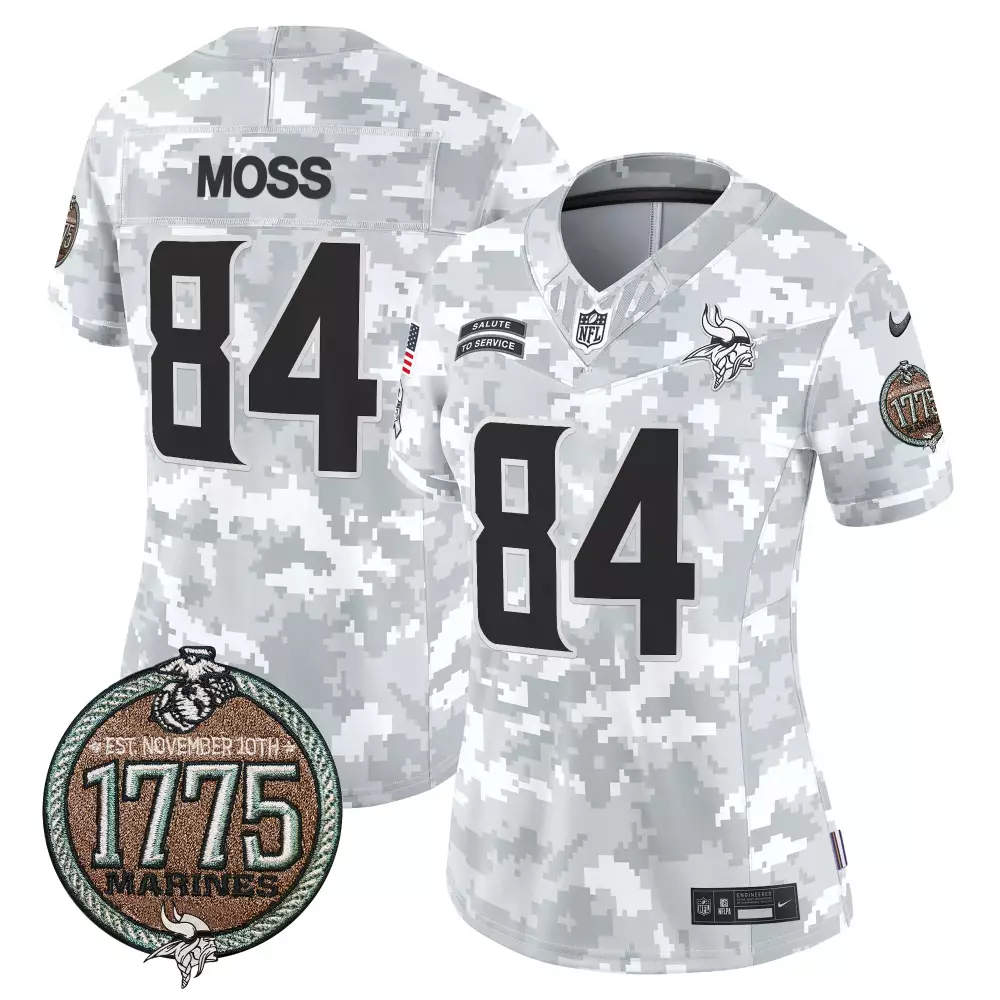 randy moss marines mens minnesota vikings 2024 salute to service establishment year patch vapor limited jersey all stitc
