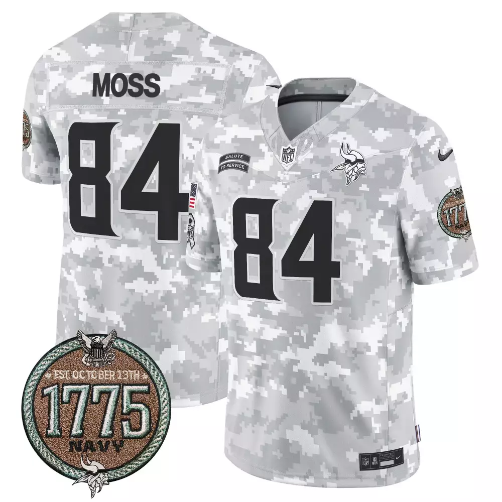 randy moss marines mens minnesota vikings 2024 salute to service establishment year patch vapor limited jersey all stitc