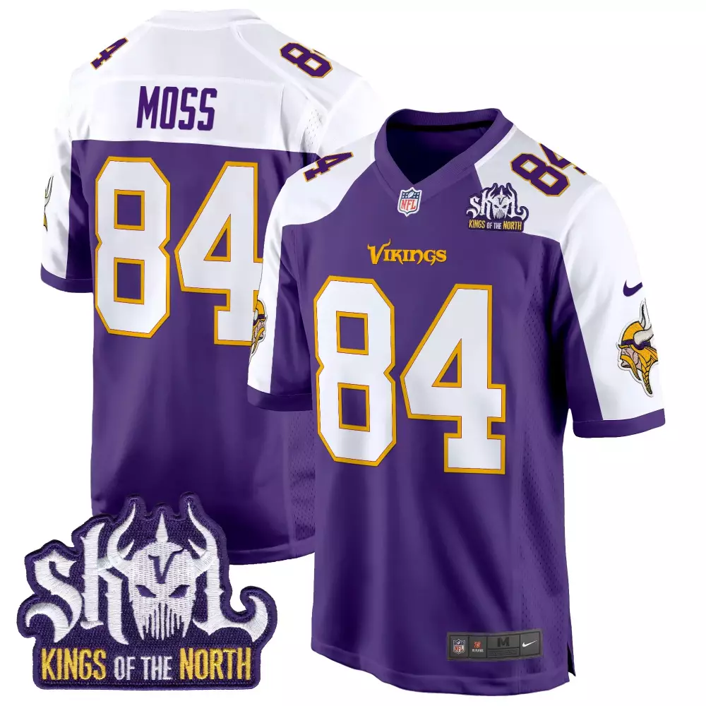randy moss purple alternate mens minnesota vikings king of the north patch game jersey all stitched