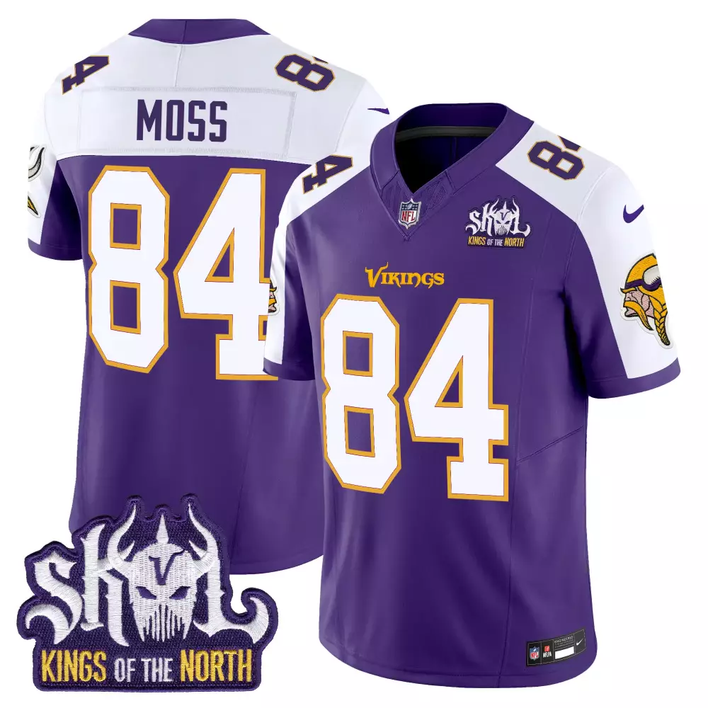 randy moss purple alternate mens minnesota vikings king of the north patch game jersey all stitched