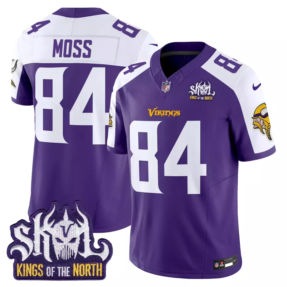 randy moss purple alternate mens minnesota vikings king of the north patch game jersey all stitched