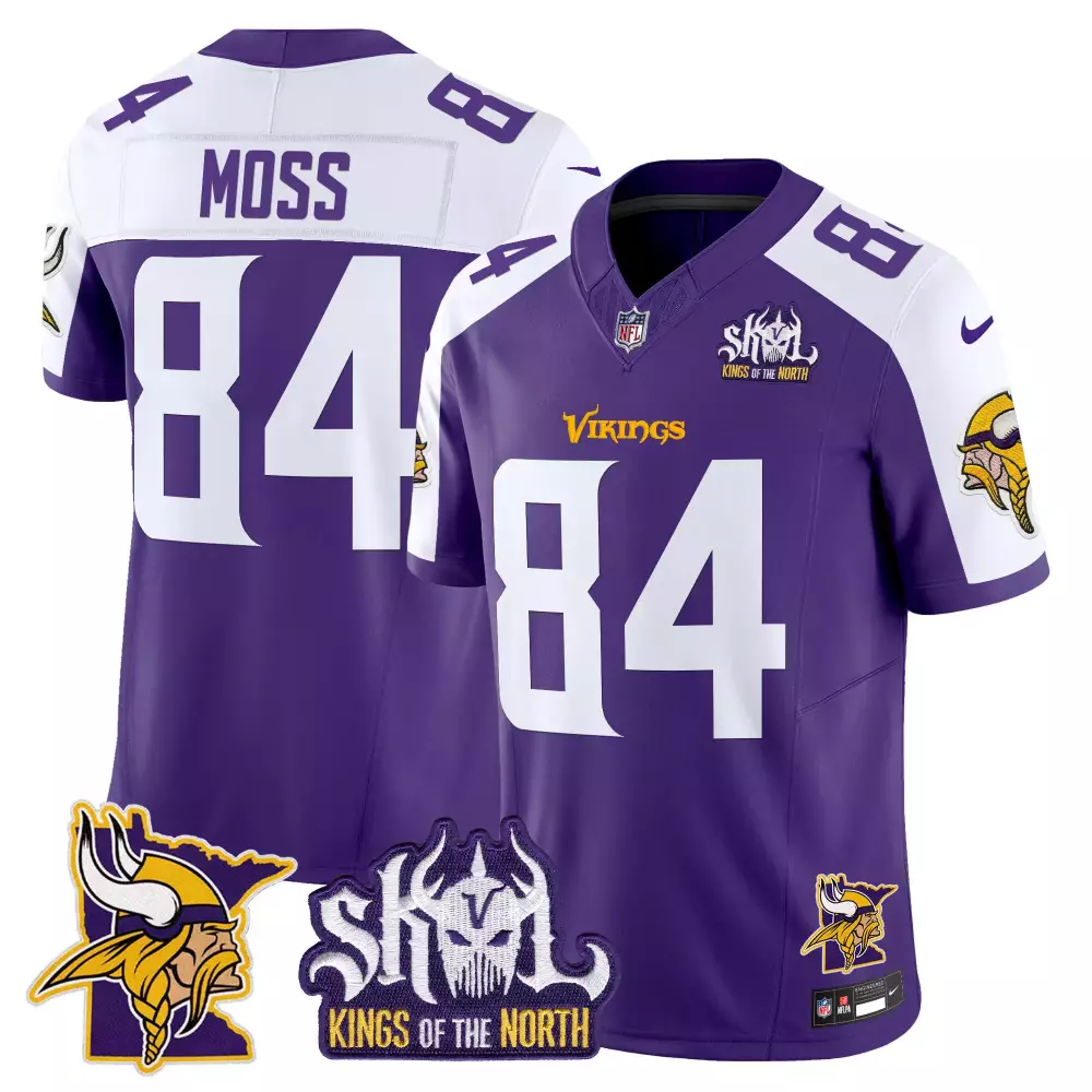 randy moss purple alternate mens minnesota vikings kings of the north patch vapor limited jersey v2 all stitched