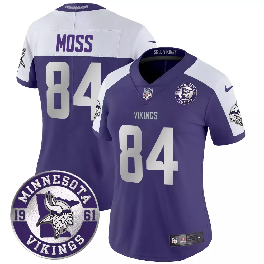 randy moss purple alternate mens minnesota vikings kings of the north patch vapor limited jersey v2 all stitched