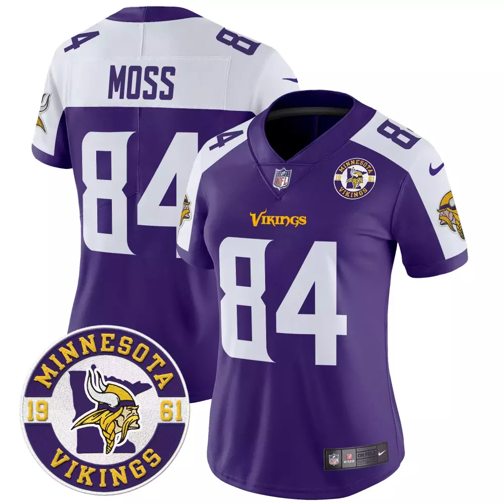 randy moss purple alternate mens minnesota vikings kings of the north patch vapor limited jersey v2 all stitched