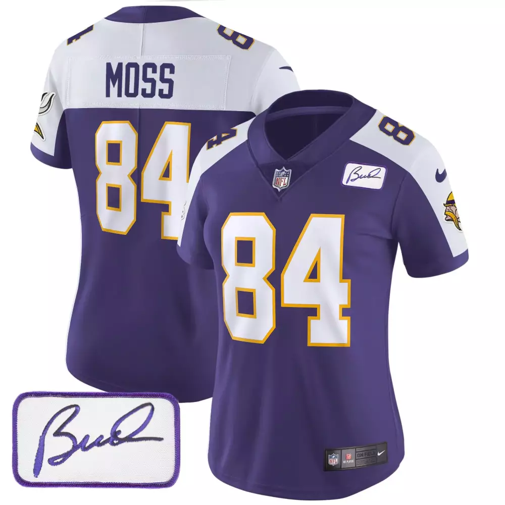 randy moss purple alternate mens minnesota vikings kings of the north patch vapor limited jersey v2 all stitched