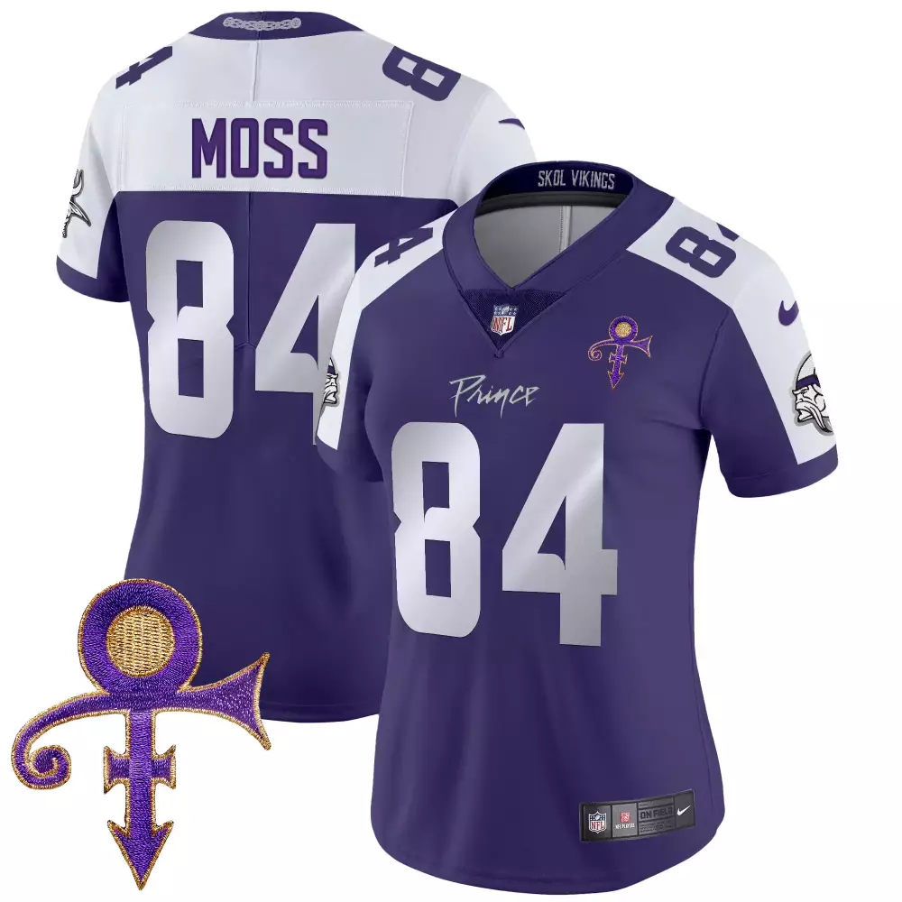 randy moss purple alternate womens vikings 2024 prince vapor limited jersey all stitched