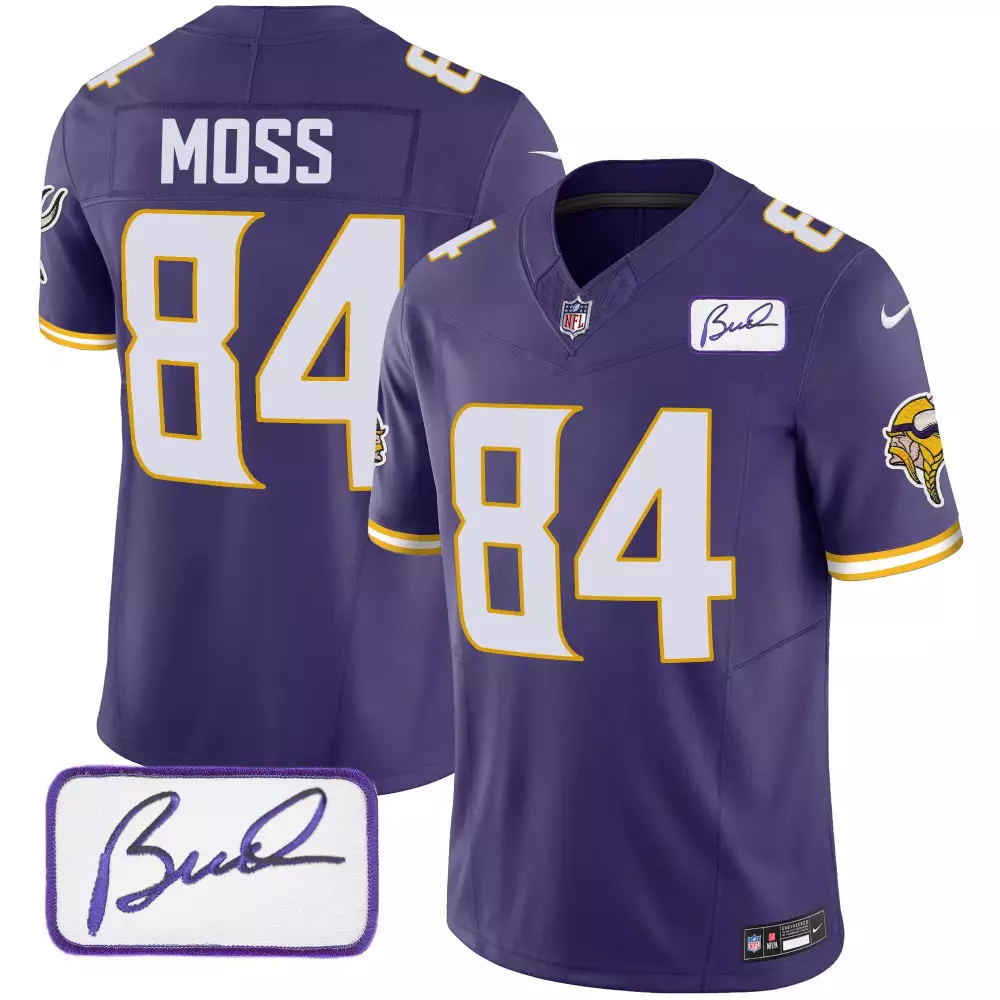 randy moss purple mens minnesota vikings bud grant patch classic limited jersey v4 all stitched