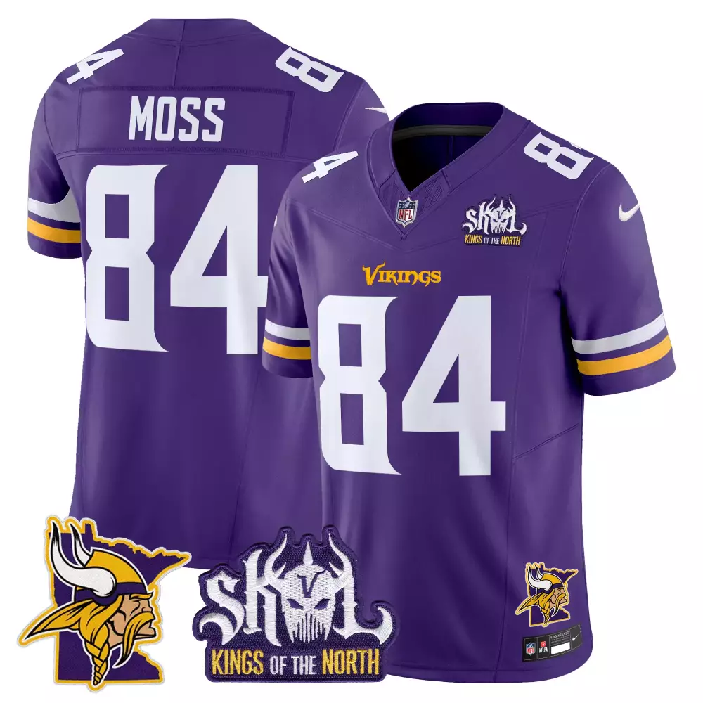 randy moss purple mens minnesota vikings kings of the north patch vapor limited jersey v3 all stitched