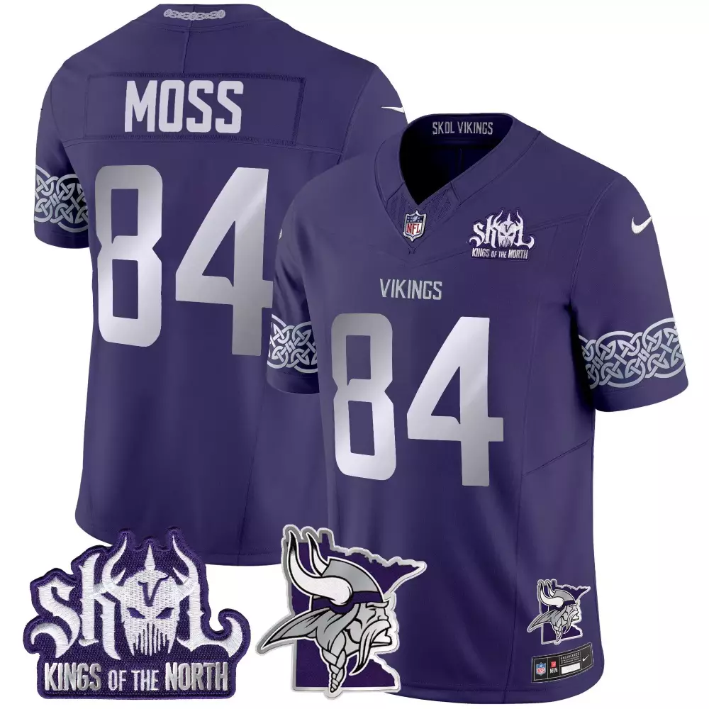 randy moss purple mens vikings 2024 winter warrior skol patch vapor limited jersey v2 all stitched