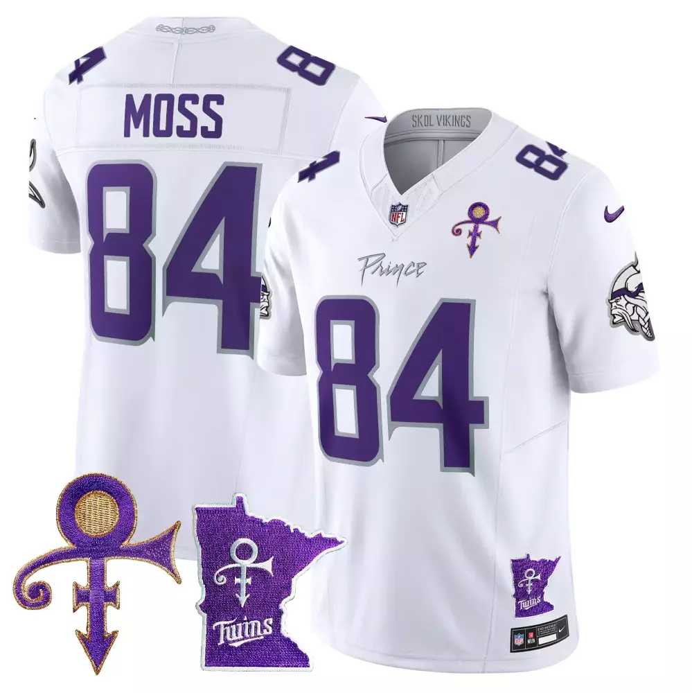 randy moss white limited mens vikings 2024 prince vapor limited jersey v2 all stitched