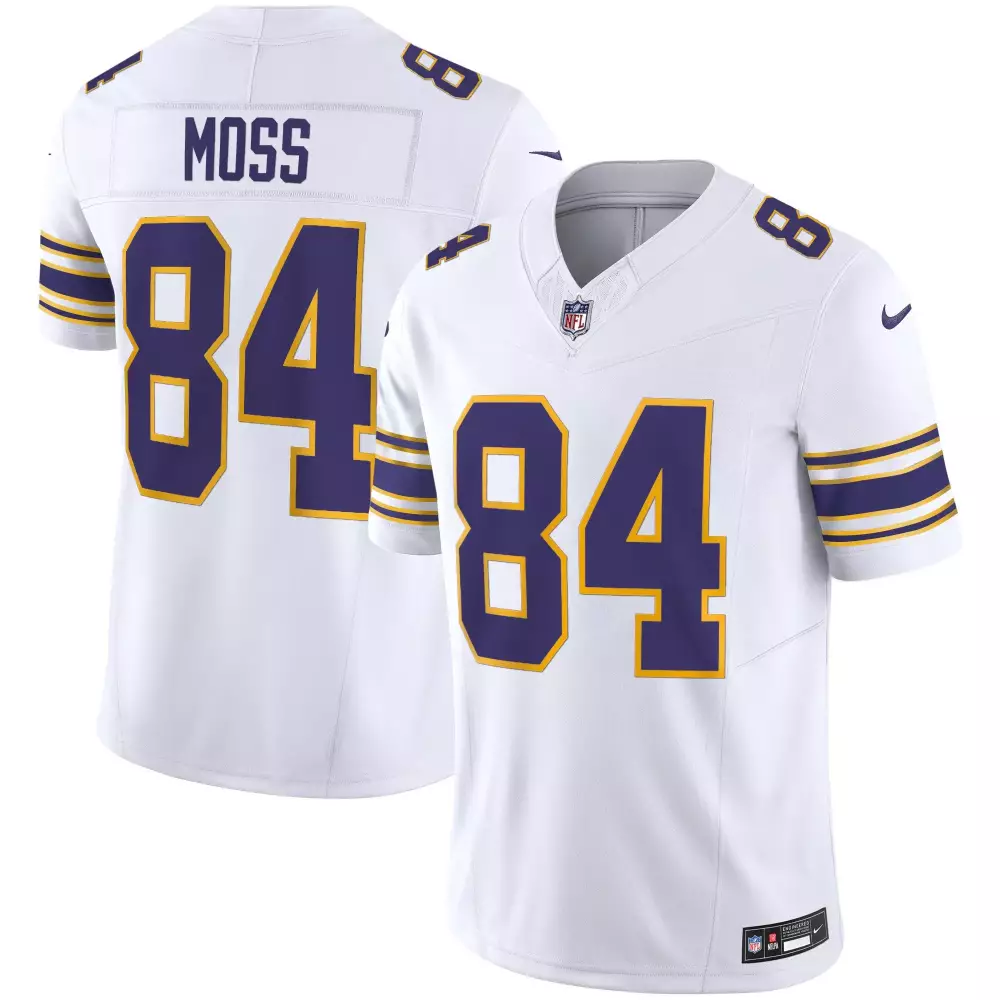 randy moss white mens minnesota vikings bud grant patch classic limited jersey v4 all stitched
