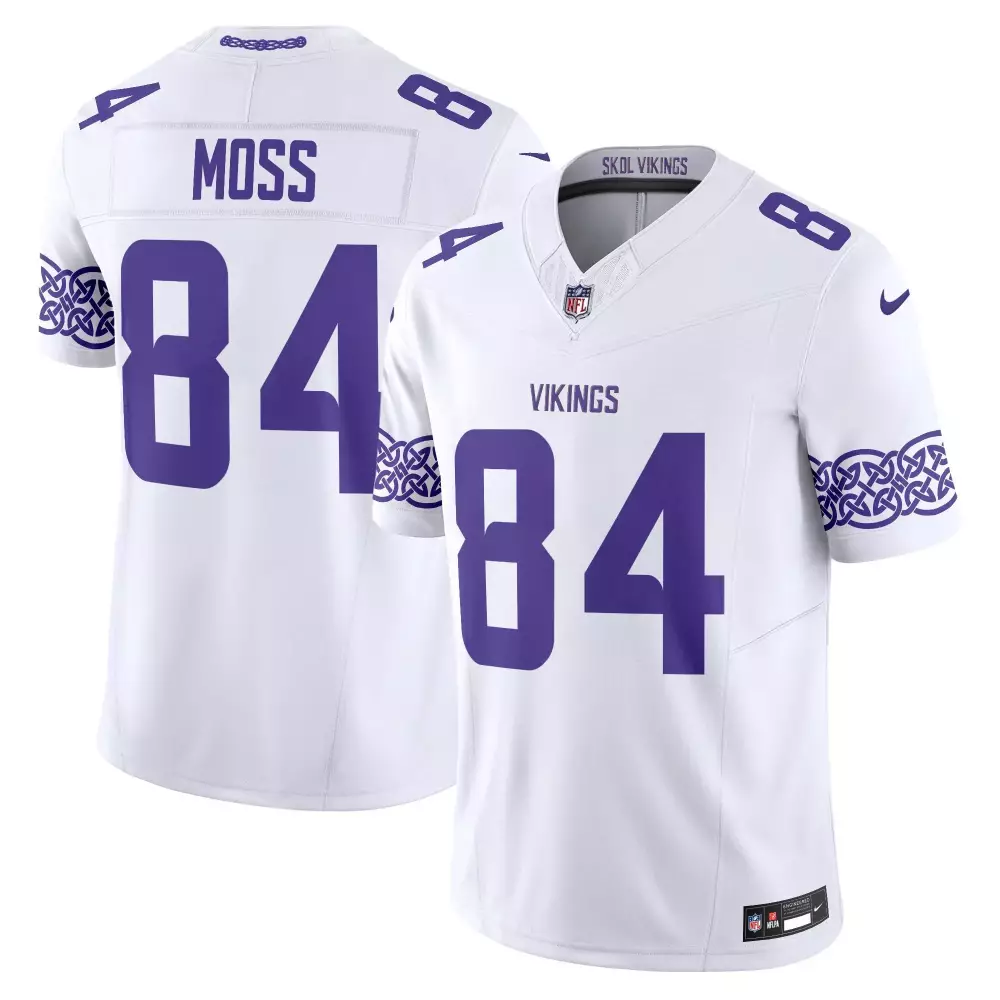 randy moss white mens vikings nordic pattern vapor limited jersey all stitched
