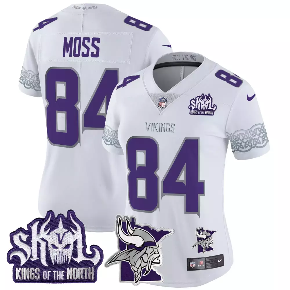 randy moss white mens vikings nordic pattern vapor limited jersey all stitched