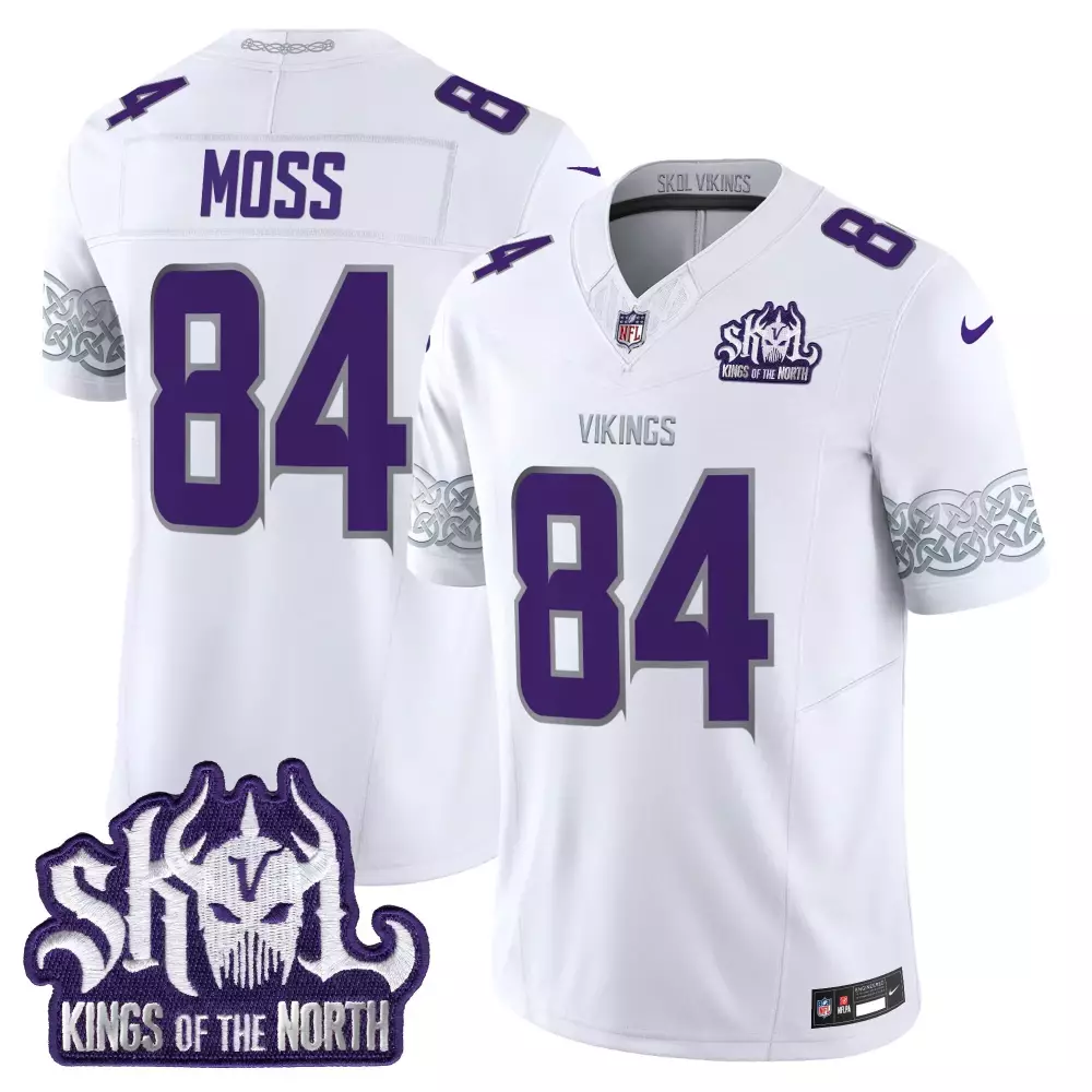 randy moss winter warrior mens minnesota vikings king of the north patch throwback vapor limited jersey v2 all stitched