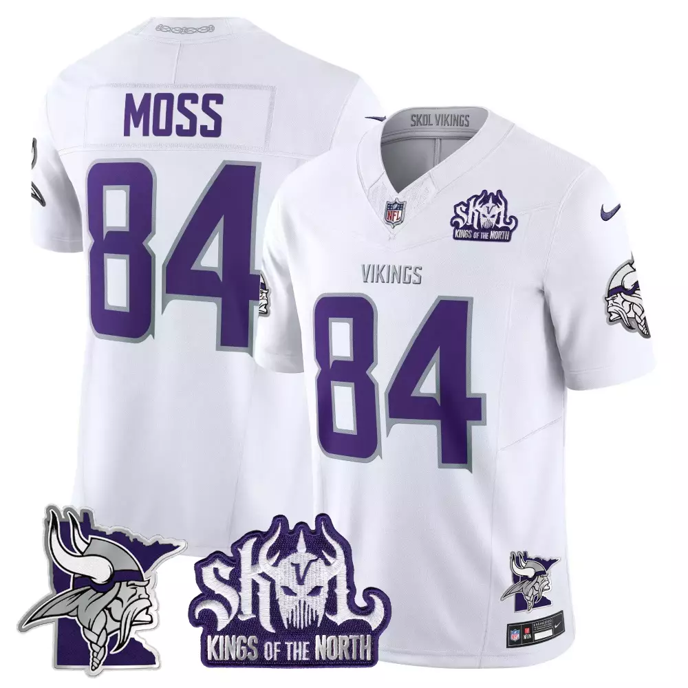 randy moss winter warrior mens minnesota vikings king of the north patch throwback vapor limited jersey v2 all stitched