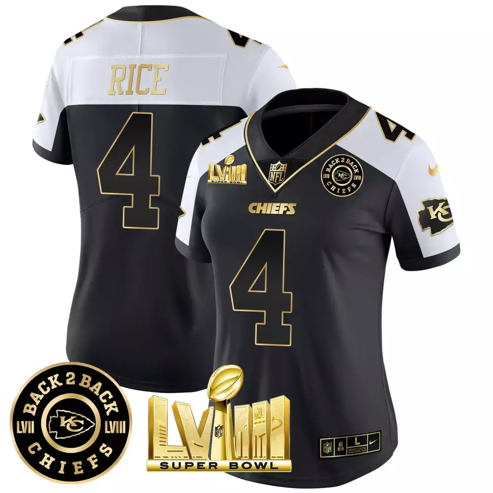 rashee rice alternate womens kansas city chiefs super bowl lviii back 2 back patch vapor jersey v4 all stitched