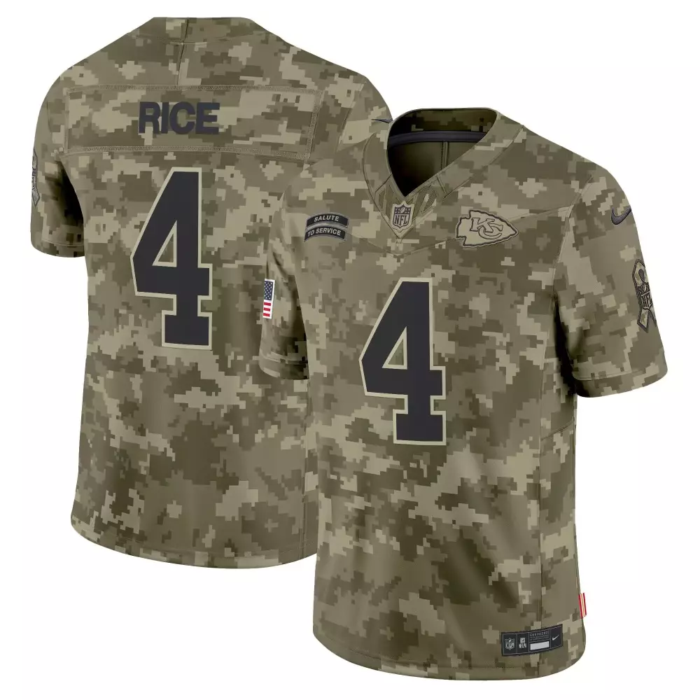 rashee rice olive camo mens kansas city chiefs 2024 salute to service vapor limited jersey all stitched