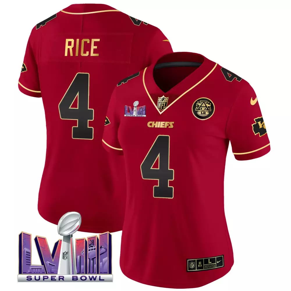rashee rice red special womens kansas city chiefs super bowl lviii patch vapor jersey v4 all stitched