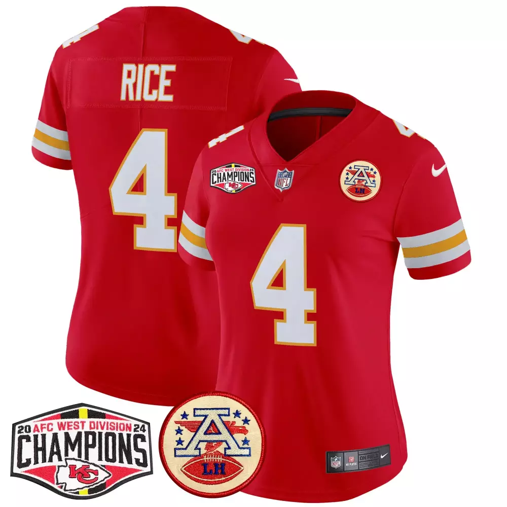 rashee rice red special womens kansas city chiefs super bowl lviii patch vapor jersey v4 all stitched