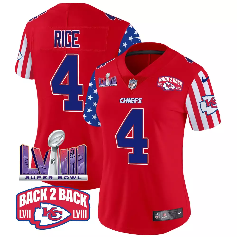 rashee rice red special womens kansas city chiefs super bowl lviii patch vapor jersey v4 all stitched