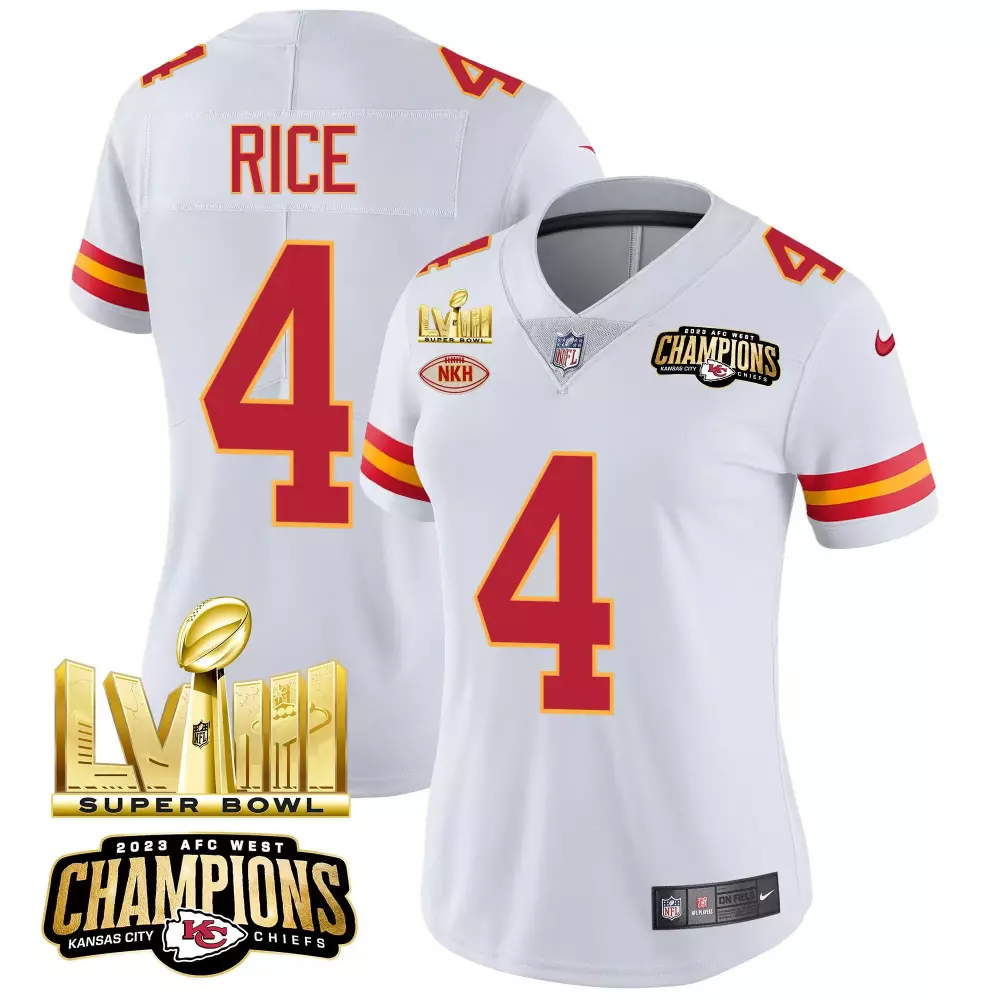 rashee rice white mens kansas city chiefs super bowl lviii pattern gold vapor jersey v2 all stitched