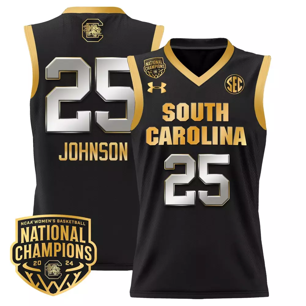 raven johnson black gold mens size south carolina gamecocks 2024 national champions basketball jersey women patch all st