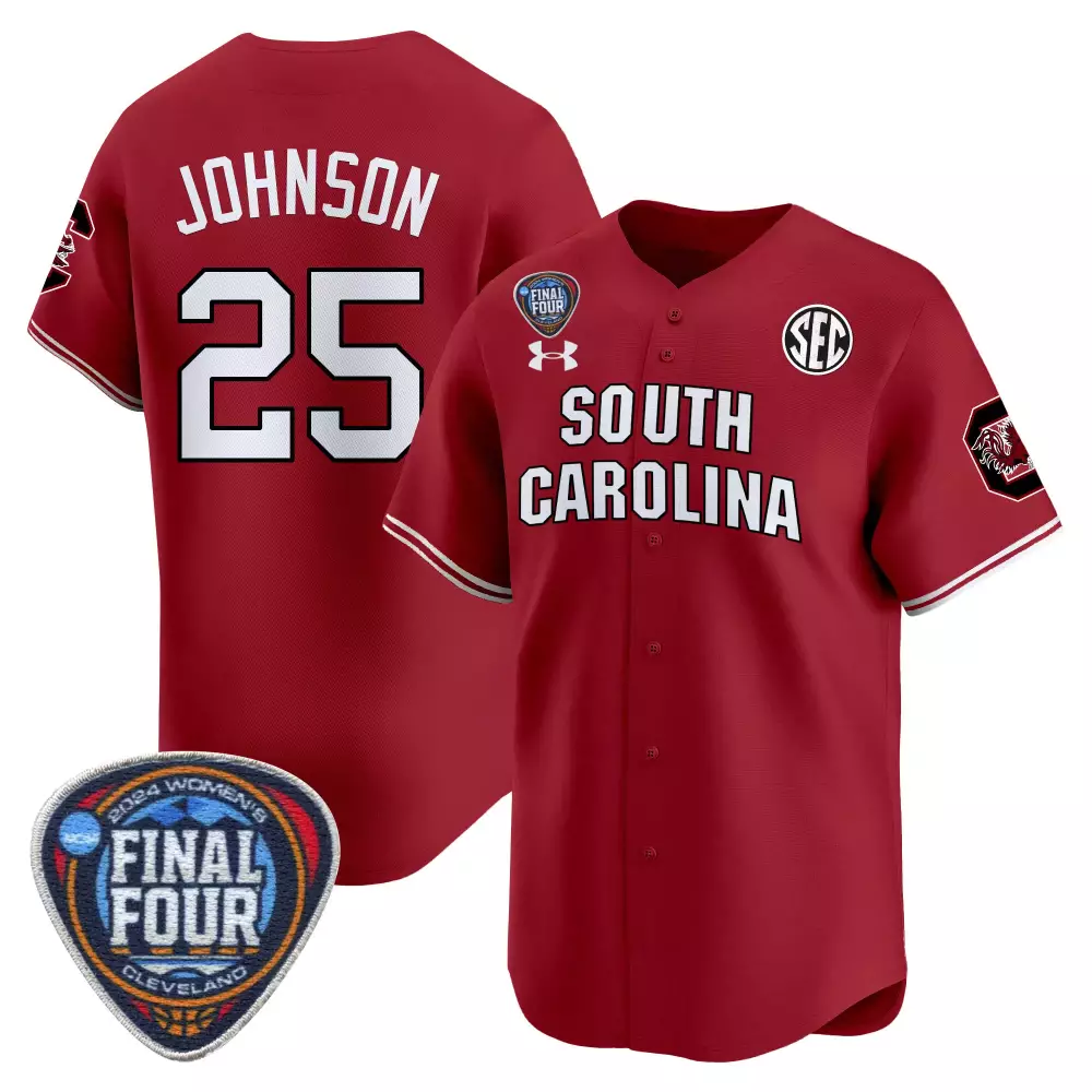 raven johnson red mens size south carolina gamecocks 2024 final four baseball jersey women patch all stitched
