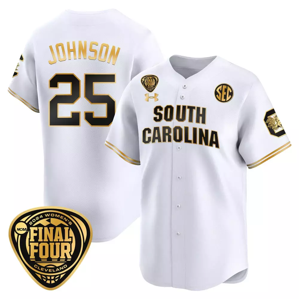 raven johnson white gold mens size south carolina gamecocks 2024 final four baseball jersey women patch all stitched