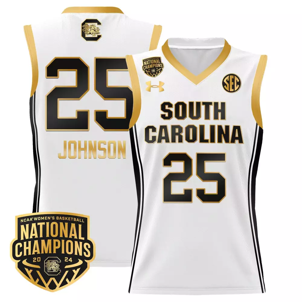 raven johnson white gold mens size south carolina gamecocks 2024 national champions basketball jersey women patch all st