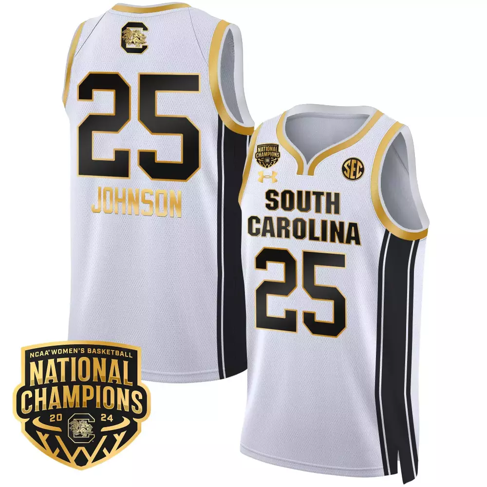 raven johnson white gold mens size south carolina gamecocks 2024 national champions basketball jersey women patch all st