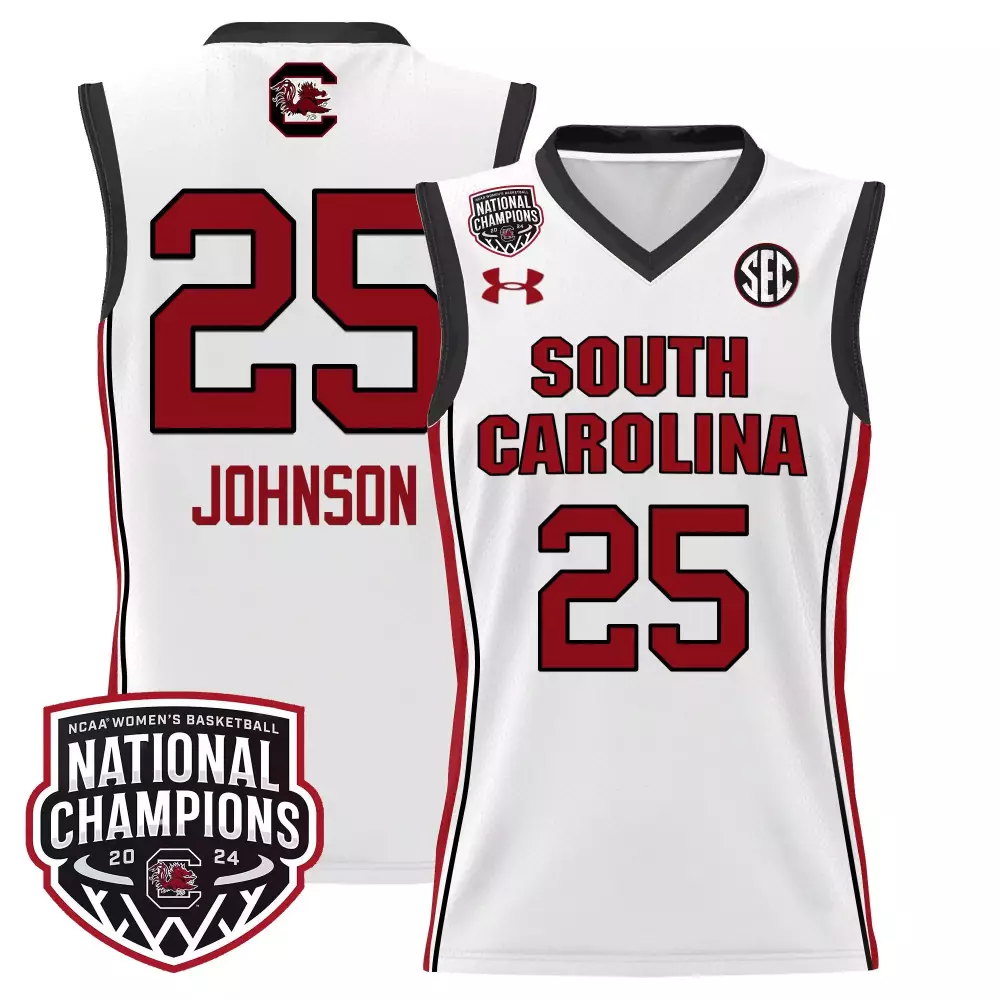 raven johnson white mens size south carolina gamecocks 2024 national champions basketball jersey women patch all stitche